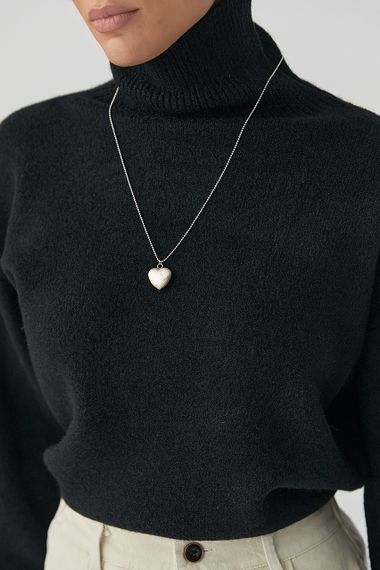 В'язаний однотонний гольф вільного фасону - чорний цвет, ONE SIZE (є розміри) | Зображення 3