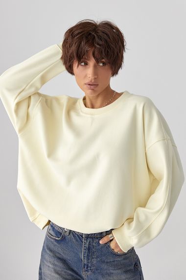 Однотонний світшот з плюшевим начісом - лимонний цвет, ONE SIZE (є розміри) | Зображення 4