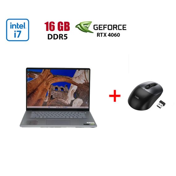 Ігровий ноутбук Б-клас Dell Inspiron 16 Plus 7640 / 16" (2560x1600) IPS / Intel Core Ultra 7 155H (16 (22) ядер по 1.4 - 4.8 GHz) / 16 GB DDR5 / 480 GB SSD NVMe / nVidia GeForce RTX 4060, 8 GB GDDR6, 128-bit / WebCam б/в + Подарунок Бездротова миша HOCO