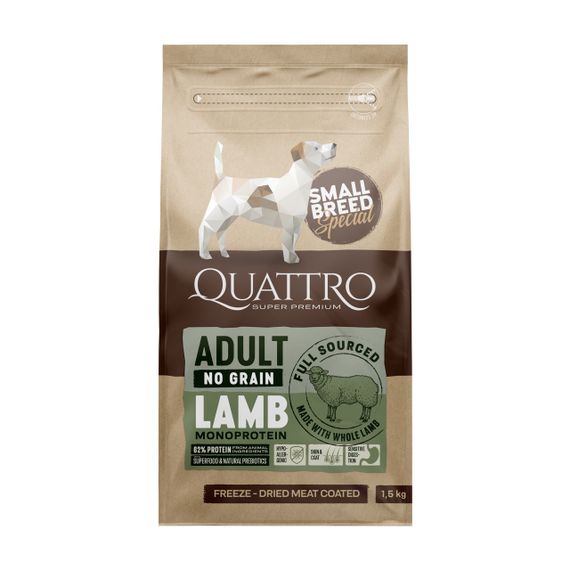 Сухий корм для собак дрібних порід з ягням Quattro Adult Lamb Small Breed, 1.5 кг