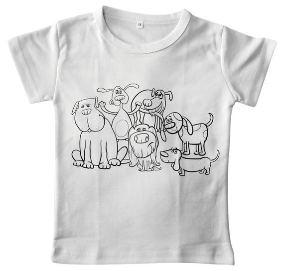 Детский набор для творчества футболка раскраска Мультяшные собаки белая (ДФ0020) 110 | Зображення 4