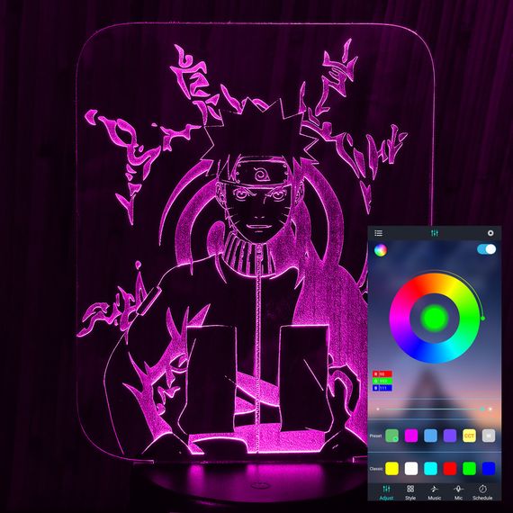 Акриловий світильник-нічник керування з телефона Наруто 6 tty-n000599