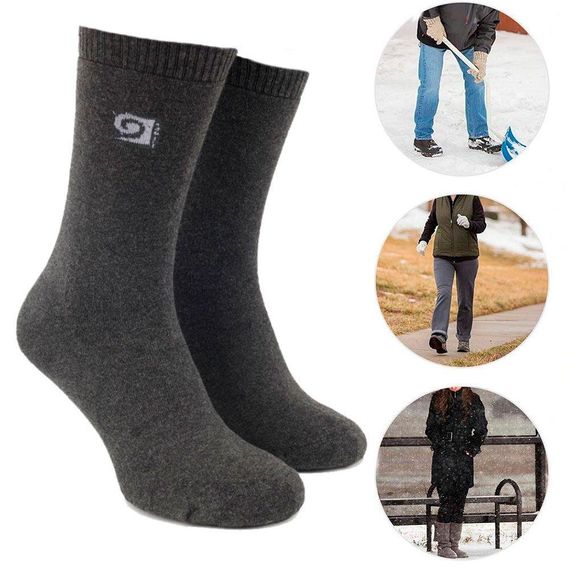 Зимние носки из шерсти, универсальный размер / Мужские термоноски до -25 градусов / Шерстяные носки | Зображення 3