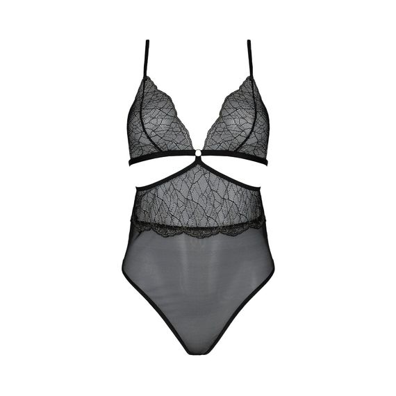 Боді Passion AMBERLY BODY 6XL/7XL black, асиметричний крій, мереживний ліф, золота нитка | Зображення 2