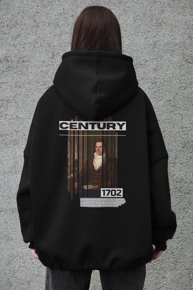 Оверсай худі толстовка на флісі з капюшоном та принтом Without Century black | Зображення 4