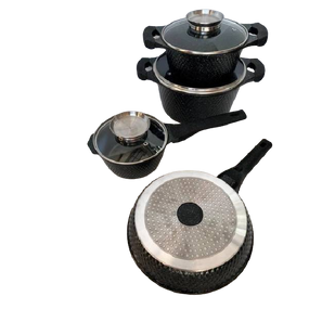 Набор посуды гранитный 7 предметов HIGHER+KITCHEN HK-315 Черный