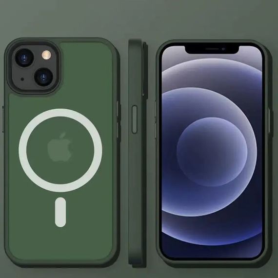 TPU+PC чехол Metal Buttons with MagSafe Colorful для Apple iPhone 15 (6.1") TPU+PC, Зеленый | Зображення 1