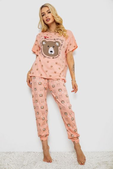 Пижама женская с принтом, цвет персиковый, 243R15436