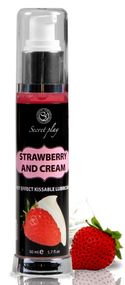 Ароматизований гель лубрикант і масажне масло 2 в 1 з ефектом зігрівання Secret Play - STRAWBERRY & CREAM HOT EFFECT KISSABLE