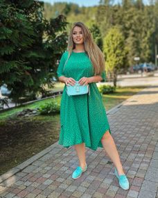 Жіноча сукня вільного крою колір салатовий р.58/60 434711