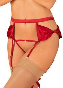 Пояс со стрингами с разрезом Obsessive Rubinesa Красный S/M