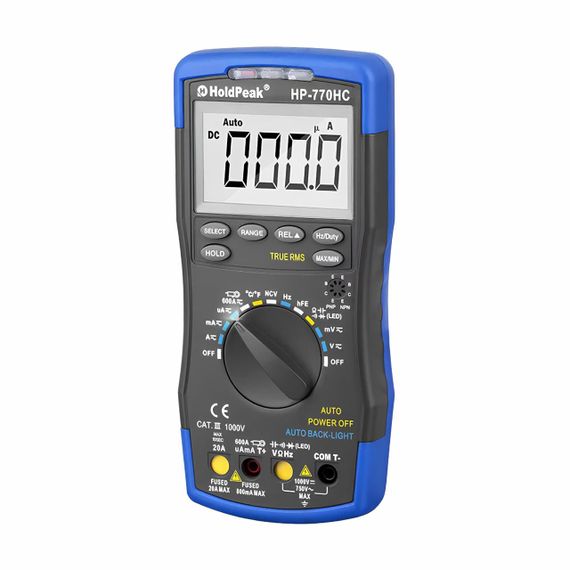 Мультиметр HoldPeak HP-770HC високоточний цифровий (TrueRMS 6000 відліків 1000В 20А AC/DC 60МОм 100мФ 1000°C 10МГц NCV) | Зображення 3