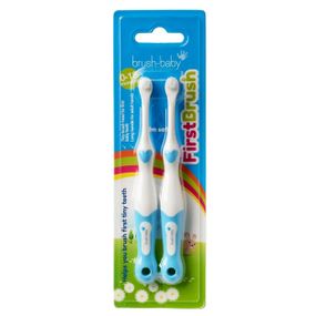 Дитяча зубна щітка Brush-Baby First Brush блакитна (від 0 до 18 місяців) (2 шт.)
