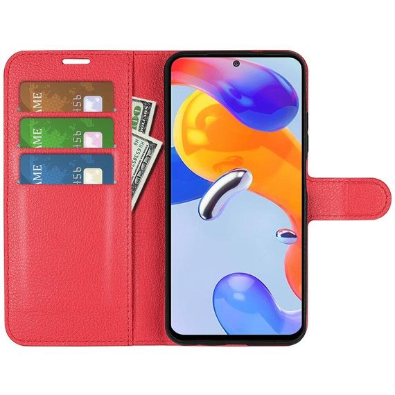 Чохол книжка з кишенями для карт на Xiaomi Redmi Note 11 Pro 4G / 11 Pro 5G / Note 12 Pro 4G колір Червоний | Зображення 1