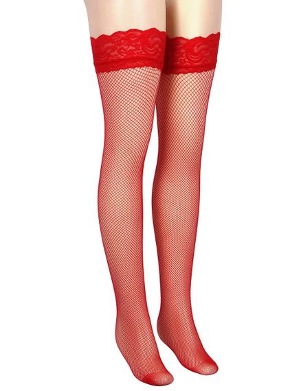 Чулки в сеточку Star Night красные sexstyle | Зображення 16