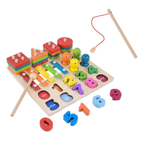 Дитяча дерев’яна іграшка "4 в 1" C9404 рибалка, ксилофон | Зображення 2