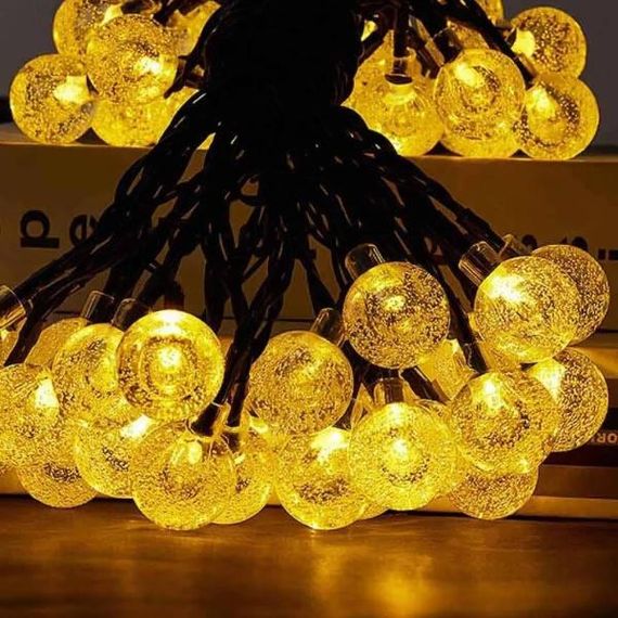 Гирлянда Шарики 50 Led уличная влагоустойчивая от сети, черный провод SF- 61 Теплый свет