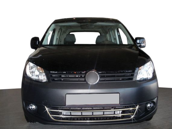 Накладки на передній бампер Trend (3 част., нерж) для Volkswagen Caddy 2010-2015рр | Зображення 1