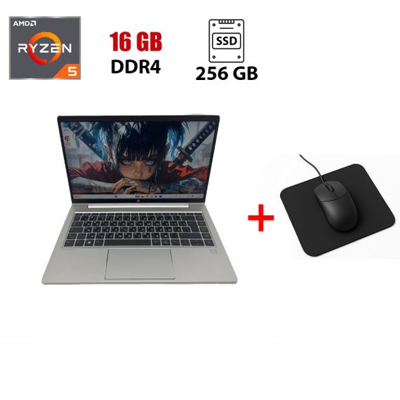 Ультрабук HP ProBook 445 G8 / 14" (1920x1080) IPS / AMD Ryzen 5 5600U (6 (12) ядер по 2.3 - 4.2 GHz) / 16 GB DDR4 / 256 GB SSD M.2 NVMe / AMD Radeon RX Vega 7 Graphics / WebCam б/у + Подаррок Мышка и коврик