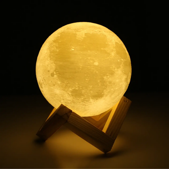 Світильник "Місяць" 3D білий Moon Light Lamp 17 см, кольоровий дитячий світильник у вигляді місяця | Зображення 5