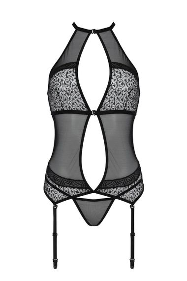 Корсет з пажами Passion SATARA CORSET S/M black, стрінги, мереживо, застібки спереду та ззаду sexstyle | Зображення 2