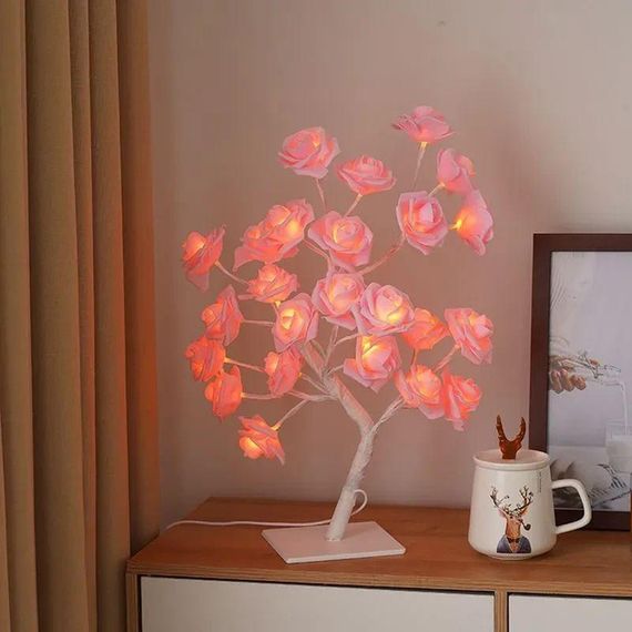 Лампа LED настільна Дерево рожеві квіти XPRO NNG-05 24 LED тепле світло 220V (44897-NNG-05_276) | Зображення 1