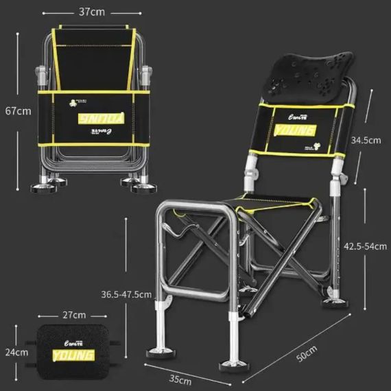 Складаний телескопічний стілець до 150 кг, ven-1252 / Стілець для рибалки / Складне крісло | Зображення 3