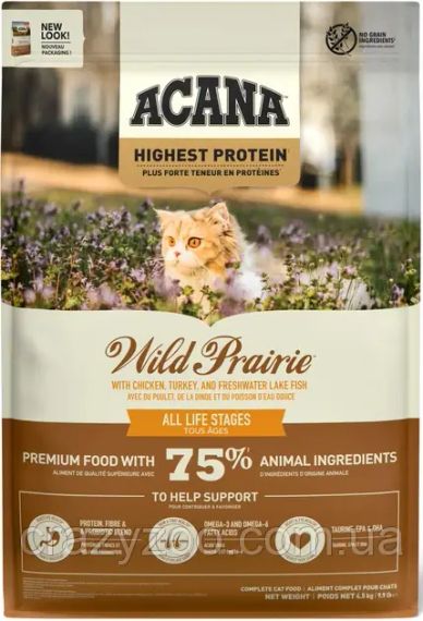 Сухой корм для котят и котов Acana Wild Prairie Cat & Kitten с курицей и рыбой 4.5 кг a71458 | Зображення 1