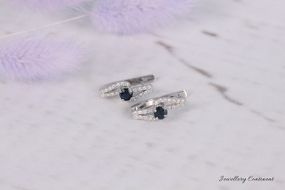Серьги из белого золота с сапфирами и бриллиантами