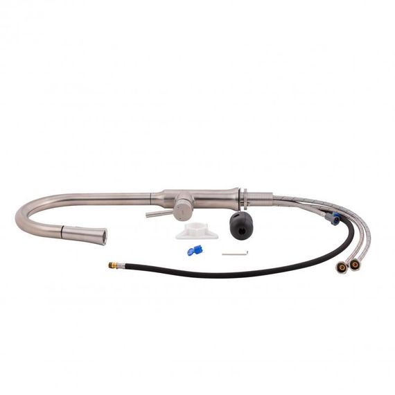 Смеситель для кухни Qtap Baruska с выдвижным изливом QTBAR9137103UN Brushed Nickel PVD | Зображення 4