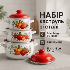 Набір каструль з антипригарним дном, Набір антипригарних каструль з кришкою практичних OA-51