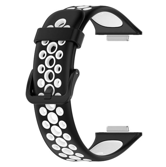 Силіконовий ремінець Primolux Perfor Classic для смарт-годинника Huawei Watch Fit 2- Black&White | Зображення 3