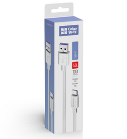 Кабель USB Type-C ColorWay CW-CBUC019-WH 5,0А 1м білий