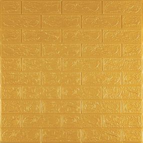 3D панель самоклеюча цегла Золота 700x770x3мм (011-3) Sticker Wall SW-00000676