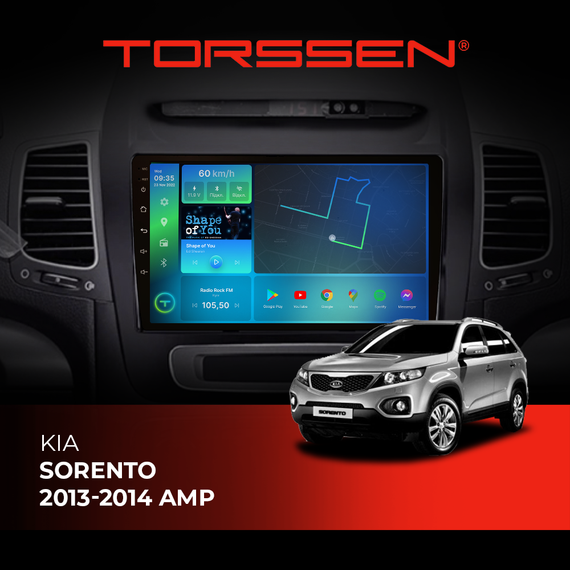 Штатна магнітола Torssen Kia Sorento 2013-2014 amp FL9 4+64Gb 4G Carplay DSP