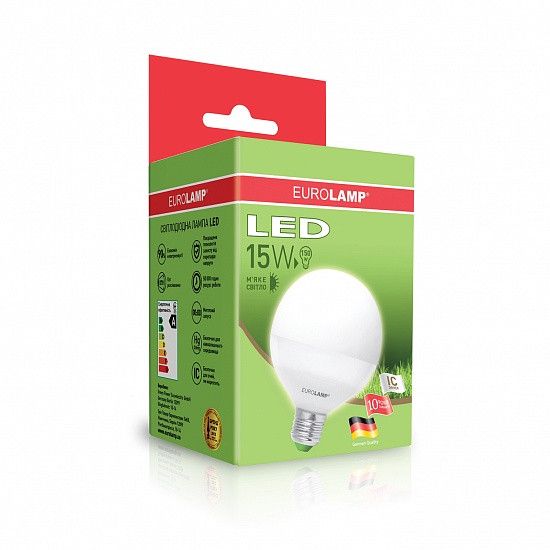 EUROLAMP LED Лампа ЕКО G-95 15W(1300Lm)  E27 3000K (матова) | Зображення 5