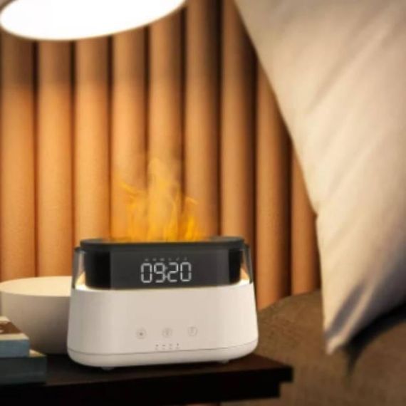 Зволожувач аромадифузор 180 мл з таймером та ефектом полум'я Білий