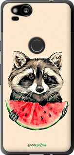 Чохол на Google Pixel 2 Єнотик з кавуном "4605t-1075-2448"