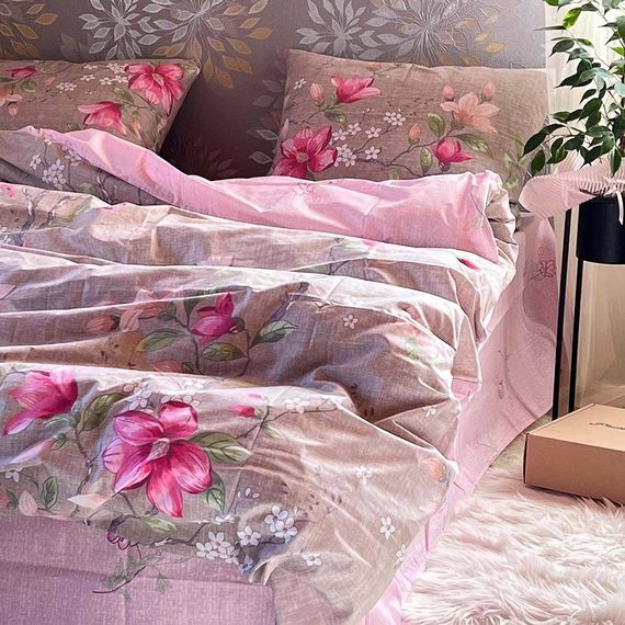 Комплект постельного белья Soft евро 200х220 см цветы Магнолия | Зображення 1