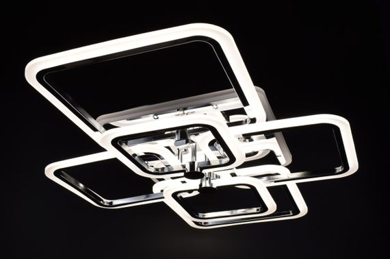 Люстра світлодіодна стельова LED світильник для квартири на стелю лед з пультом 25947 Хром 12х59х80 см. | Зображення 3