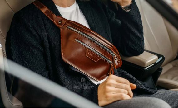Шкіряна поясна сумка Skin and Skin Bum Bag 30х17х8 см Коньячна (WB05CO) | Зображення 1