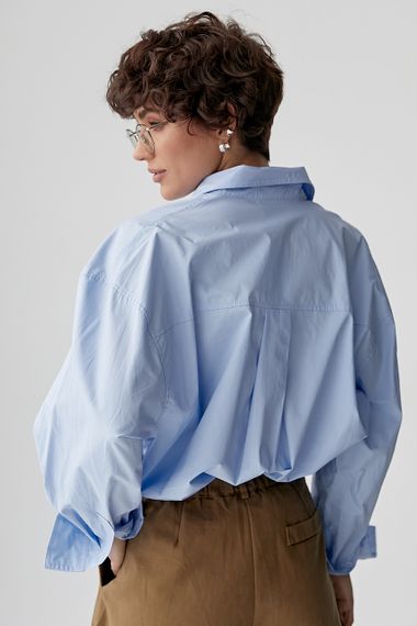 Широка класична сорочка на ґудзиках - блакитний цвет, ONE SIZE (є розміри) | Зображення 1