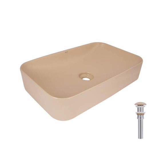 Раковина накладная Qtap Tern 610x350x135 мм, Beige, прямоугольная, с донным клапаном QTTER188SB49790