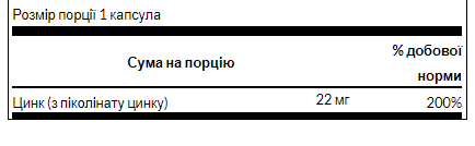 Zinc Picolinate 22 mg - 60 caps | Зображення 1