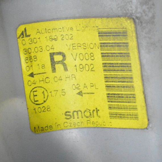 Фара права Smart Fortwo 450 1998-2006 Фара передня права Смарт Фортво 450 0301169202 | Зображення 7