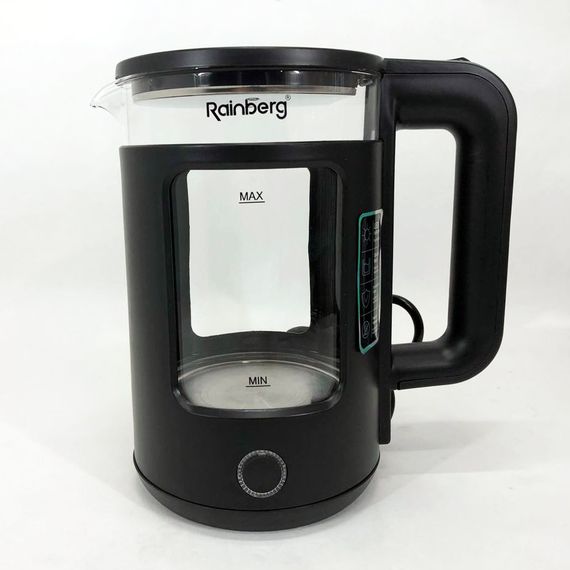 Електрочайник Rainberg RB-2220 скляний дисковий прозорий. Чайник із підсвічуванням 2200W. Колір: чорний | Зображення 8