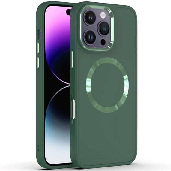 TPU чехол Bonbon Metal Style with MagSafe для Apple iPhone 16 Pro (6.3") Зеленый / Pine green