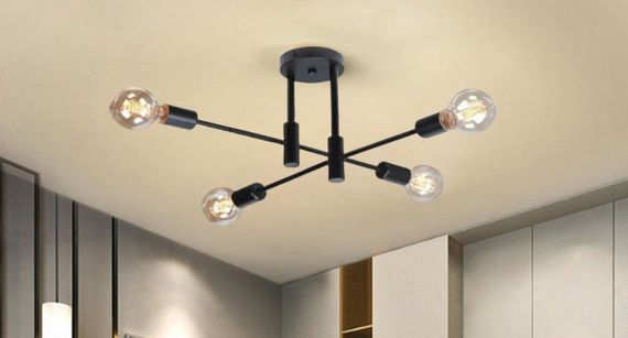 Стельовий світильник zhxinashu Black (4 плафони E27, ретро-стиль)