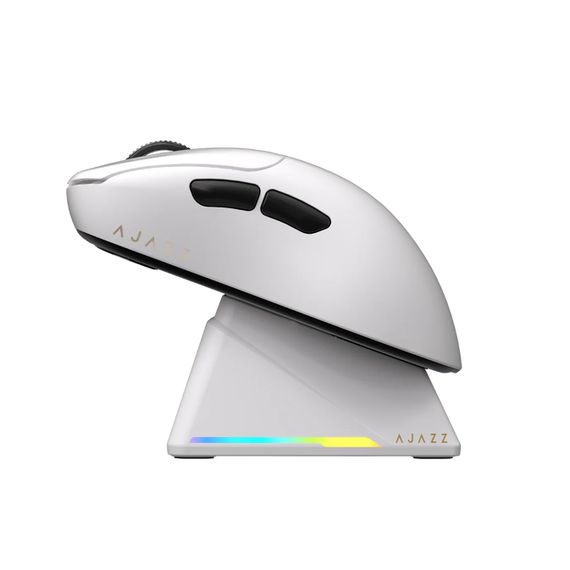 Бездротова ігрова миша RGB AJAZZ AJ179P PAW3395 з магнітною зарядною базою білого кольору | Зображення 1
