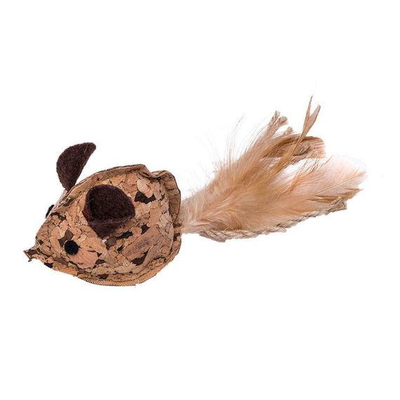 Іграшка Eastland для котів Мишка з мататабі та натуральної пробки коричнева 6,5х4,5х4,5 см